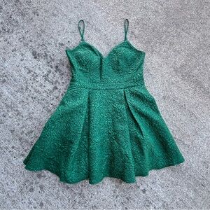 Lulu's Emerald Rose Textured Mini Dress w/ Pockets